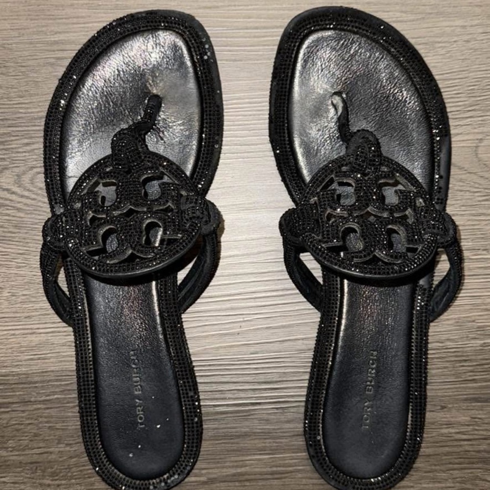 Tory Burch Black Beaded Sandals